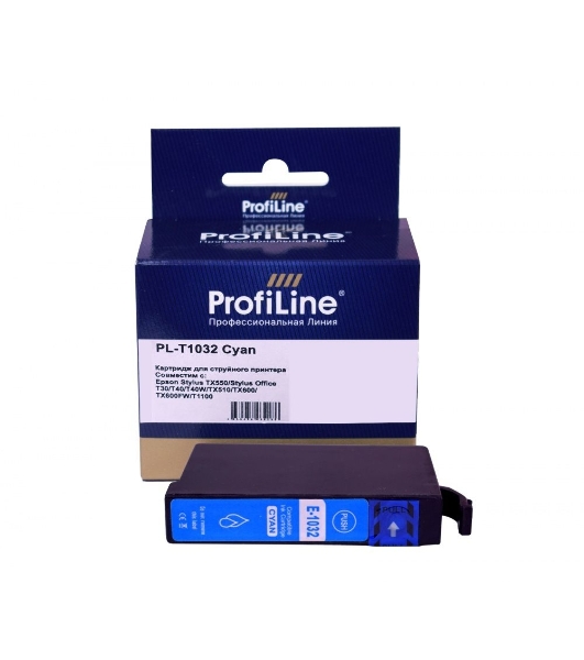 Картридж струйный ProfiLine PL-T1032 для принтеров Epson Stylus TX550/Stylus Office T30/T40/T40W/TX510/TX600/TX600FW/T1100 с чернилами Cyan 11,1 мл