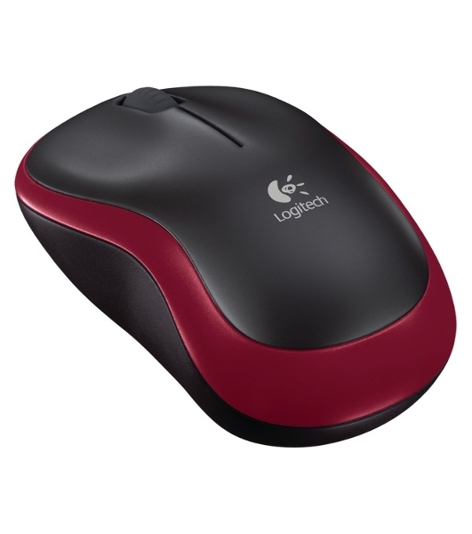 Мышь беспроводная Logitech M185, красный, 1000 dpi, радиоканал, USB, кнопки - 3