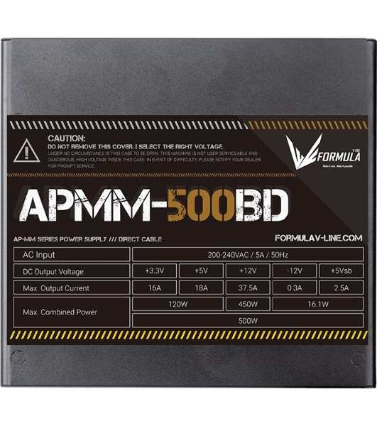 Блок питания Aerocool/Formula APMM-500BD, 500Вт, 80 PLUS Bronze, 120мм, черный
