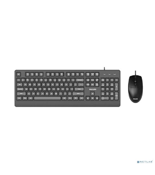 Комплект клавиатура+мышь Philips SPT6247 проводной, USB, 1600 DPI, чёрный