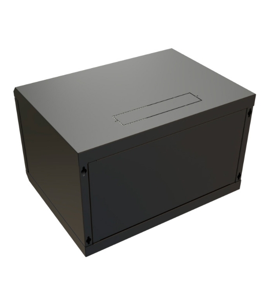 Шкаф коммутационный WRline (WR-TW-0666-SR-RAL9004) настенный 6U 600x600 мм пер. дв. металл 2 бок. пан. 60 кг черный 520 мм 367 мм IP20 сталь