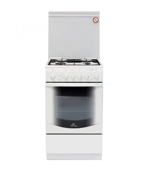 Плита газовая De Luxe 5040.31г(кр) ЧР белый, конфорок 4 шт, духовка 46 л, 50 см x 85 см x 50 см