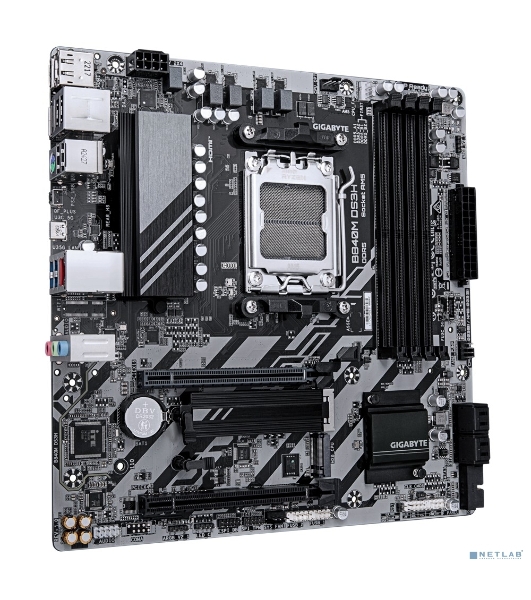 Материнская плата Gigabyte B840M DS3H, AM5, AMD B840, 4xDDR5, 4xSATA, 2xM.2, 1xPCIe 4.0 x16, 1xPCIe 3.0 x4, 2xDP, 1xHDMI, 1x2.5Gb LAN, 3xUSB-A 5Gbps, 8xUSB-A 2.0, 1xUSB-C 5Gbps, 3x3.5 мм, 7.1, mATX