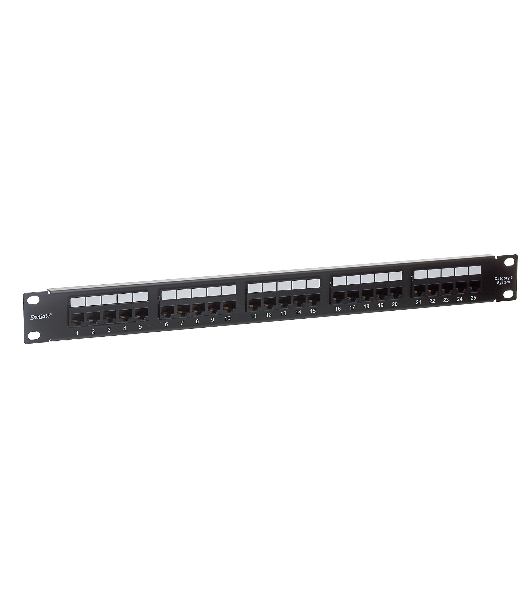 Патч-панель телефонная 19', 1U 25 port ExeGate разъем RJ-12 6P4C, RoHS, черный