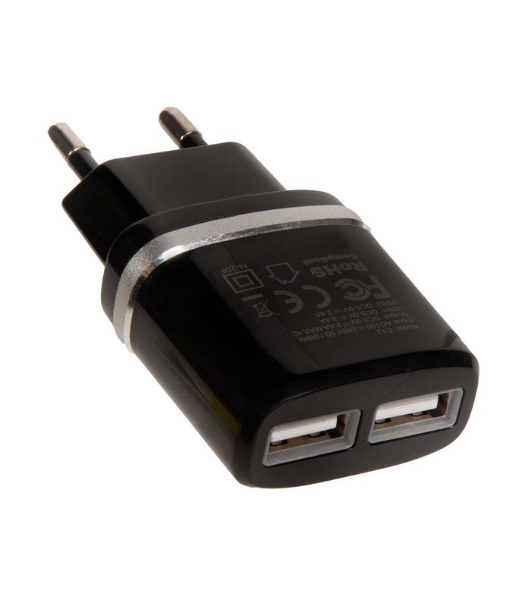 Сетевое зарядное устройство C12 Smart dual USB charger, черный
