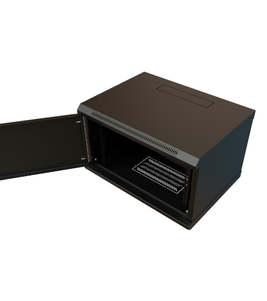 Шкаф коммутационный WRline (WR-TW-0666-SR-RAL9004) настенный 6U 600x600 мм пер. дв. металл 2 бок. пан. 60 кг черный 520 мм 367 мм IP20 сталь
