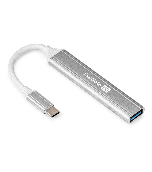 USB-концентратор 4-в-1 ExeGate DUB-3213C (кабель-адаптер USB3.0 Type-C --> 3xUSB2.0, 1xUSB3.0, Plug&Play, серебристый)