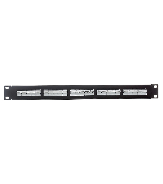 Патч-панель телефонная 19', 1U 25 port ExeGate разъем RJ-12 6P4C, RoHS, черный