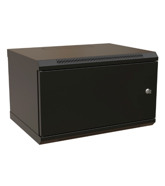 Шкаф коммутационный WRline (WR-TW-0945-SR-RAL9004) настенный 9U 600x450 мм пер. дв. металл 2 бок. пан. 60 кг черный 370 мм 500 мм IP20 сталь