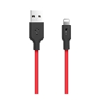 Кабель USB 2.0 HOCO X21, силиконовая оплетка, AM/Lightning M, черно-красный, 1м, фото2
