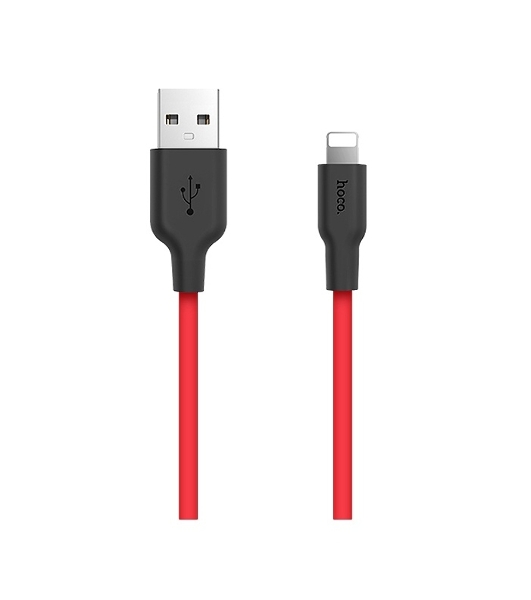 Кабель USB 2.0 HOCO X21, силиконовая оплетка, AM/Lightning M, черно-красный, 1м