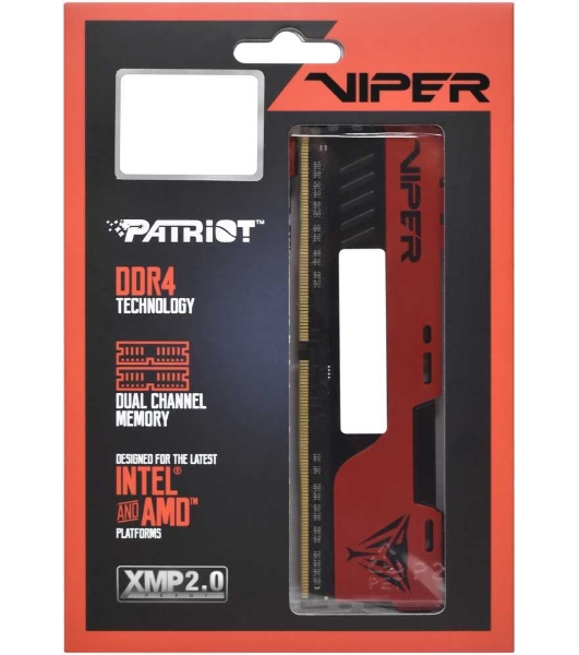Оперативная память Patriot Viper Elite II, DDR4, 16GB (2x8 GB), 3200 MHz, CL18, DIMM, радиатор, красный, черный