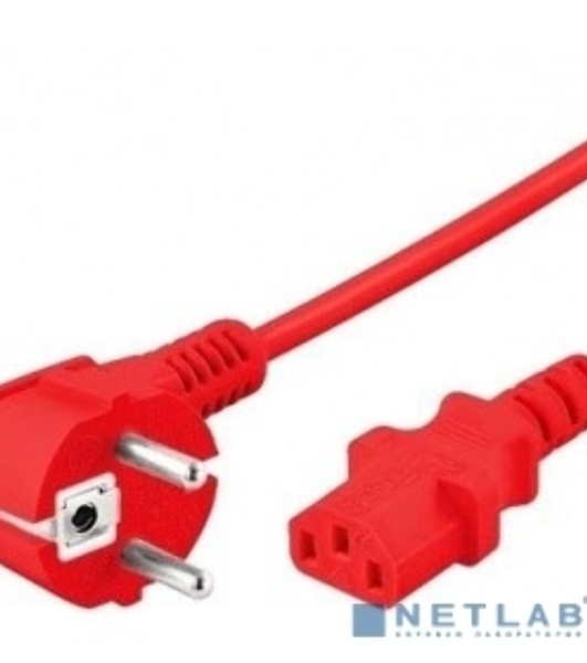 Кабель питания компьютера (Schuko+C13) (3x1.0), 10A, угловая вилка, 5 м, красный Hyperline PWC-IEC13-SHM-5.0-RD