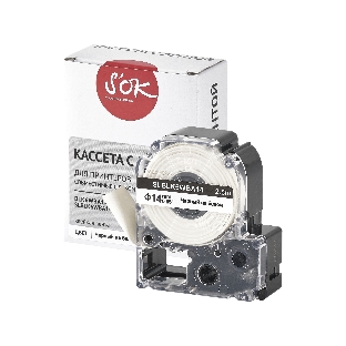 Кассета с лентой S'OK by Sakura Printing BLK6WBA14 для Epson, черный на белом, 14мм/2.5м