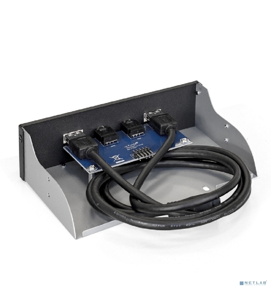 Планка USB на переднюю панель ExeGate EX289291RUS U5H-627, 5,25', 2*USB3.0+2*HD Audio, черная, металл, подсоед. к MB