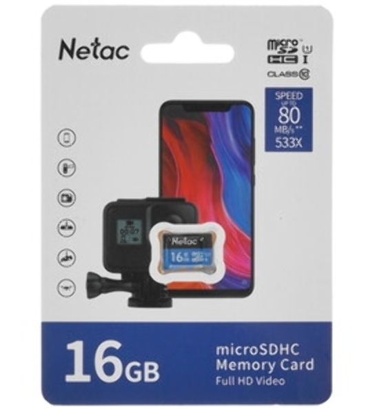 Флеш карта microSDHC 16Gb Netac P500 NT02P500STN-016G-S (без SD адаптера) 80Mb/s
