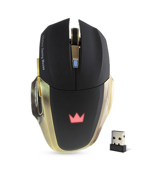 Мышь беспроводная Crown Gaming CMXG-605 черный, 1600 dpi, радиоканал, USB, кнопки - 6