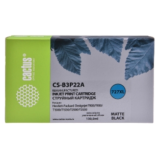 Картридж струйный Cactus CS-B3P22A №727 черный матовый (130 мл) для HP DJ T920/T1500/T2530