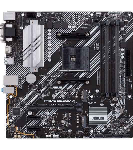 Материнская плата ASUS PRIME B550M-A/CSM, AM4, AMD B550, 4xDDR4, 4xSATA, 2xM.2, 1xPCIe 4.0 x16, 1xPCIe 3.0 x16, 2xPCIe 3.0 x1, 1xVGA, 1xDVI, 1xHDMI, 1x1Gb LAN, 2xUSB-A 10Gbps, 4xUSB-A 5Gbps, 3x3.5 мм, 7.1, mATX