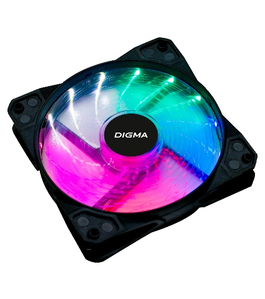 Вентилятор для корпуса Digma DFAN-FRGb2 черный, 120 мм, 1200 об/мин, 23 дБ, 4 pin