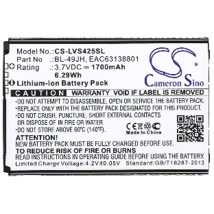 Аккумулятор CameronSino CS-LVS425SL BL-49JH для LG K120 3.7V, 1700mAh, 6.29Wh