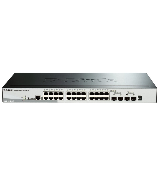 Коммутатор D-Link DGS-1510-28P/A1A, 24×1 Гбит/с + 2×1 Гбит/с SFP + 2×10 Гбит/с SFP+, управляемый
