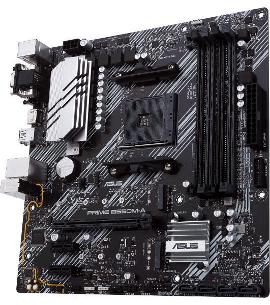 Материнская плата ASUS PRIME B550M-A/CSM, AM4, AMD B550, 4xDDR4, 4xSATA, 2xM.2, 1xPCIe 4.0 x16, 1xPCIe 3.0 x16, 2xPCIe 3.0 x1, 1xVGA, 1xDVI, 1xHDMI, 1x1Gb LAN, 2xUSB-A 10Gbps, 4xUSB-A 5Gbps, 3x3.5 мм, 7.1, mATX