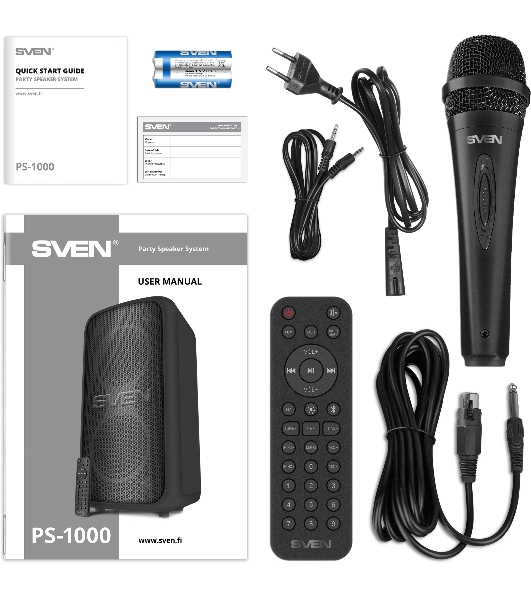 Колонка портативная SVEN АС PS-1000 черный 160W 1.0 BT/3.5Jack 8000mAh