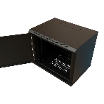 Шкаф коммутационный WRline (WR-TW-1545-SR-RAL9004) настенный 15U 600x450 мм пер. дв. металл 2 бок. пан. 60 кг черный 370 мм 775 мм IP20 сталь, фото 1