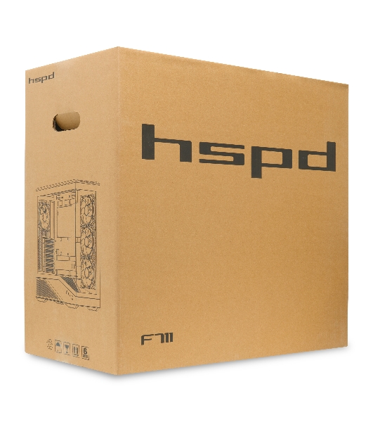 Компьютерный корпус без блока питания HSPD F711-TGbK, Panoramic Full Tower, Black, TG, 0.7 SPCC, no fans ATX, mATX, mITX 190/420/280мм 2x2.5', 2x3.5', 7xPCI 1xUSB-A 3.0, 1xUSB-C 445x235x475мм