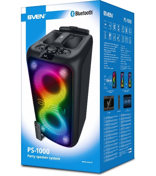 Колонка портативная SVEN АС PS-1000 черный 160W 1.0 BT/3.5Jack 8000mAh