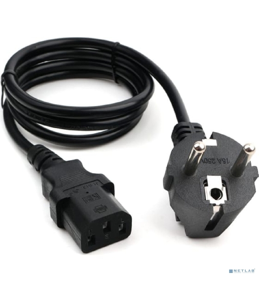 Кабель питания Cablexpert PC-186-1M, 1м, Schuko- C13, 6А, черный, с заземлением