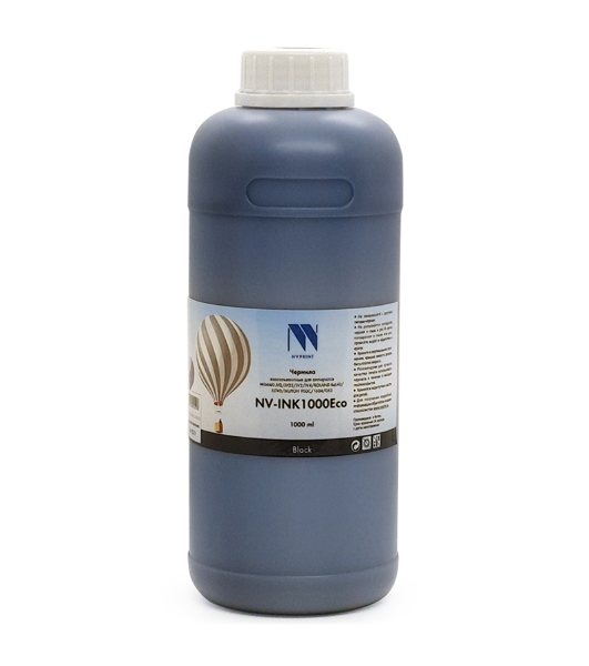 Чернила NVPrint экосольвентные NV-INK1000 черный Eco для аппаратов MIMAKI JV2/JV22/JV2/JV4/ROLAND RS640/FJ740/MUTOH 900C/1604/DX5 (1000ml) Китай