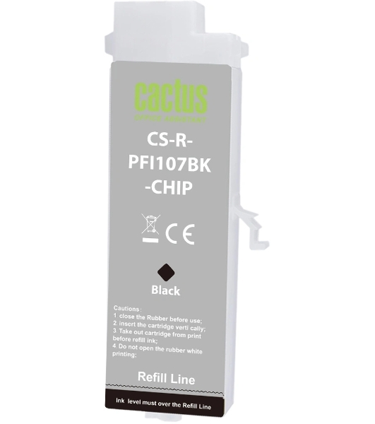 Картридж перезаправляемый струйный Cactus CS-R-PFI107BK-CHIP (260мл) для Canon imageProGRAF iPF670/680/685/770/780/785 с чипом