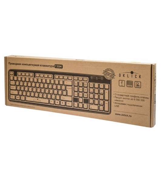 Клавиатура проводная Oklick 130M, USB, черный