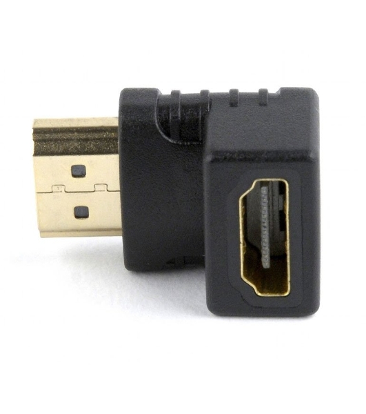 Переходник Cablexpert HDMI-HDMI 19F/19M, угловойсоединитель 90 градусов, золотые разъемы (A-HDMI90-FML)