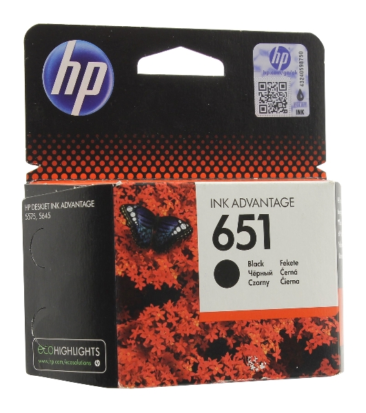 Картридж струйный HP 651 C2P10AE черный для HP DJ IA5575e (600 стр.)
