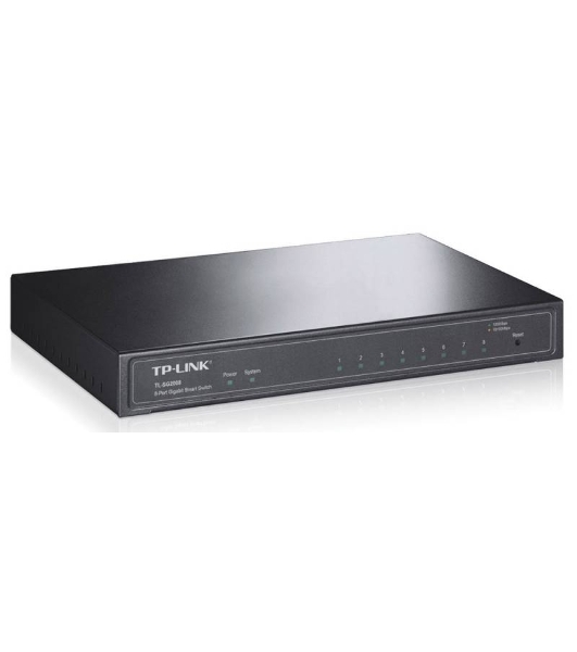 Коммутатор TP-Link SMB TL-SG2008 8-port Pure-Gigabit Desktop Smart Switch, 8 10/100/1000Mbps RJ45 ports, Tag-based VLAN, STP/RSTP/MSTP, IGMP V1/V2/V3 Snooping, DHCP Filtering, 802.1P Qos, Rate Limiting, Voice VLAN,