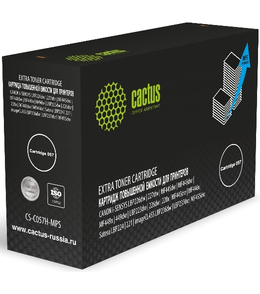 Картридж лазерный Cactus CS-C057H-MPS Cartridge 057 черный (15000 стр.) для Canon i-SENSYS LBP226dw/227dw/MF445dw/MF448dw/MF449x/449dw/LBP223dw/226dw/228x/MF443dw/MF446x/Satera LBP224/221/imageCLASS LBP236dw/LBP237dw/MF455dw
