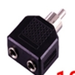 Разетвитель RCA (тюльпан) папа на 2 miniJack мама 1 канал, фото 1