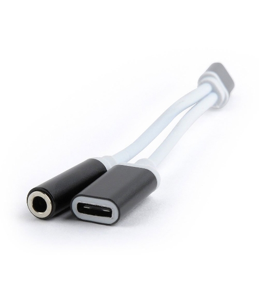 Переходник Cablexpert USB Type-C/Jack3.5 F+ Type-C F, черный, пакет (CCA-UC3.5F-02)