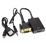 Переходник VGA (M)-HDMI (F) Cablexpert A-VGA-HDMI-01, 19M/15F, 15 см, аудиовыход Jack 3,5 (M), питание от USB, фото 1