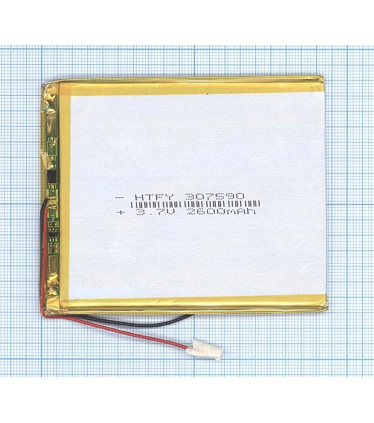 Аккумулятор Li-Pol (батарея) 3x75x90мм 2pin 3.7V/2600mAh