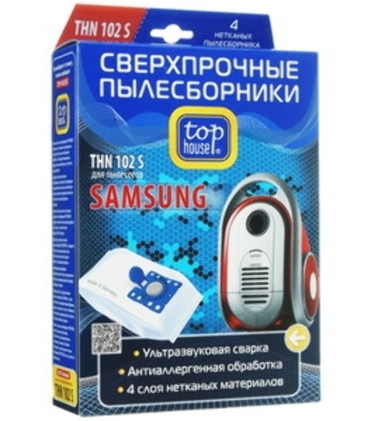 Комплект пылесборников Top House THN 102 S сверхпрочные нетканые 4 шт. для пылесосов SAMSUNG