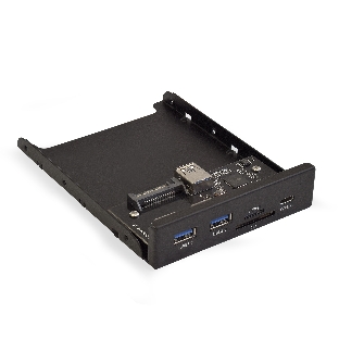 Планка USB на переднюю панель ExeGate U3H-621, 3,5', 2*USB 3.0+1*TypeC+1*SD+TF card, черная, металл, подсоединение к мат. плате