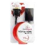 Переходник VGA (M)-HDMI (F) Cablexpert A-VGA-HDMI-01, 19M/15F, 15 см, аудиовыход Jack 3,5 (M), питание от USB, фото2