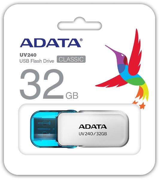 Флешка USB ADATA UV240 (AUV240-32G-RWH), 32Gb, USB 2.0, R/W 15/5, белый/синий