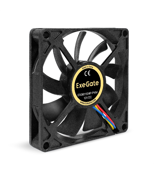 Вентилятор для корпуса ExeGate EX08015S4P-PWM черный, 80 мм, 2500 об/мин, 25.5 дБ, 4 pin