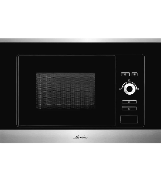 Встраиваемая микроволновая печь Monsher MMH 201 BX 60 см, 20 л, 8 автоматических кулинарных программ, 5 режимов мощности, функция размораживания по весу полуфабрикатов или по времени, черный и нерж.