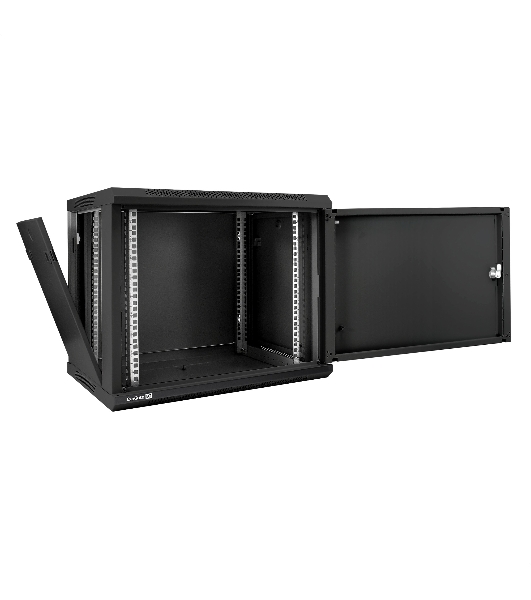 Шкаф телекоммуникационный 19' настенный 9U ExeGate EC-WM-9U.450.M.BLACK (19', 9U, 600x450x500 мм (ШхГхВ), передняя дверь металл, съемные боковые панели, пыле- и влагозащита IP23, черный RAL 9004)
